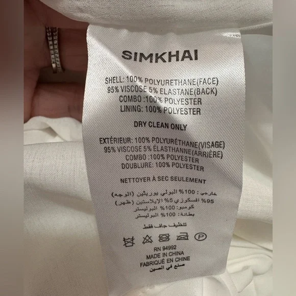 Simkhai Arie Faux Leather Bustier Dress Black White Pleated Strapless Sz 2 NWT - Picture 11 of 16